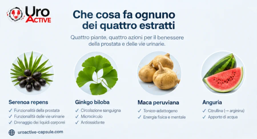 Uro Active — i quattro estratti vegetali della formula